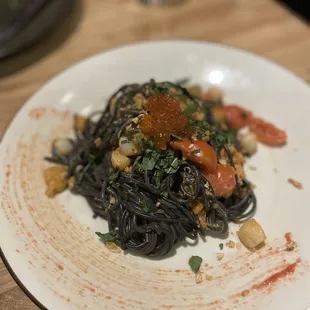 Uni, scallop, squid ink pasta