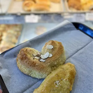 Coconut almond bread, bbq pork pastry