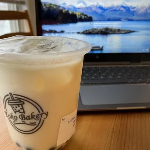 Lychee milk bubble tea