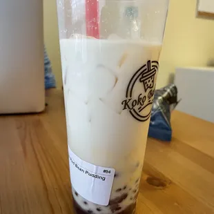 Mango red bean pudding