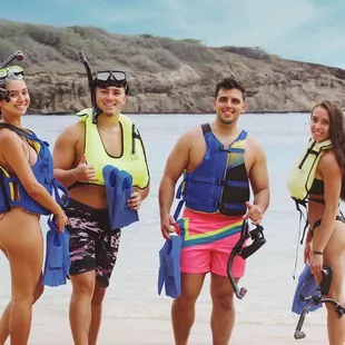 Snorkeling at Hanauma Bay with our gears!