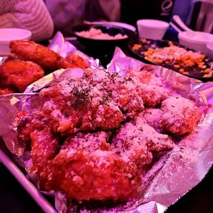 chicken wings and fried chicken, food