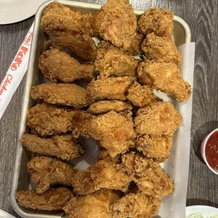 Food looks phenomenal  24 wings and fries