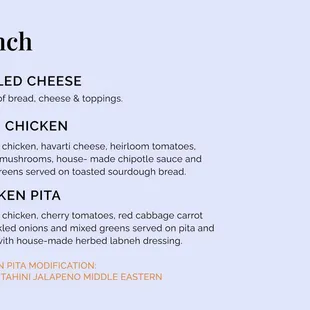 Lunch Menu at Koko Coffee