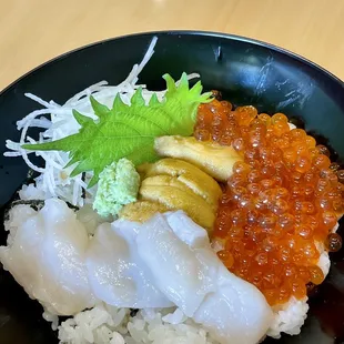 Uni, Ikura, Hotate Bowl