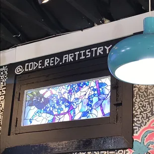 Stained glass window inside