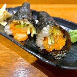 Spicy Scallop Hand Roll. Funny, but compared to the scallops on the Volcano Roll, these scallops were buttery tender.