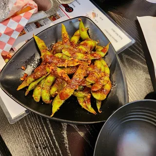 Spicy Garlic edamame