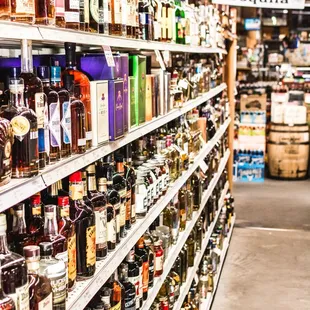 shelves of liquor