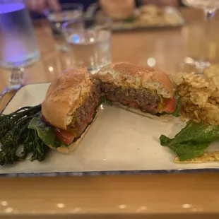 Island burger with GF bun, yum