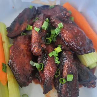 Tangy BBQ wings. Delightful