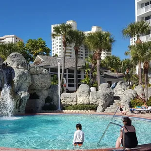 Pool across from bar.