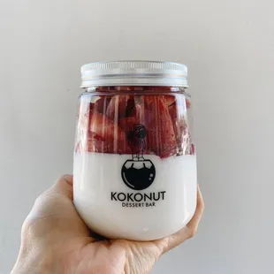 Strawberry Coconut Pudding in the Cup