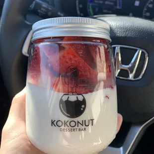 Coconut Pudding W/ Strawberry