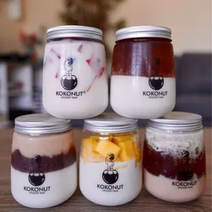 four jars of yogurt