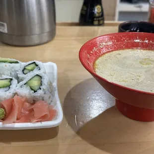 Vegetarian Roll Sushi and Forest Child Soup