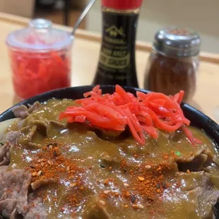 Beef Bowl Regular with hot seasoning and ginger