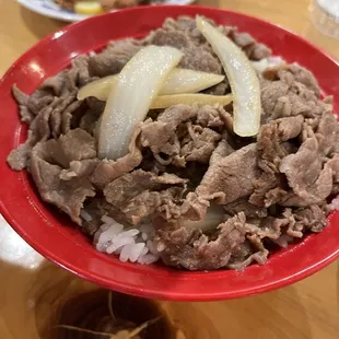 Beef Bowl Regular. Tasty and filling. Good value for $8.50