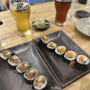 Hamachi maki and sake maki