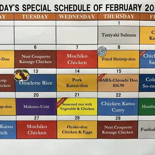 February 2024 daily specials