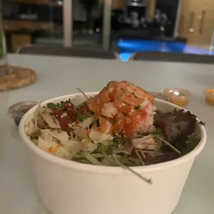 a bowl of food on a table