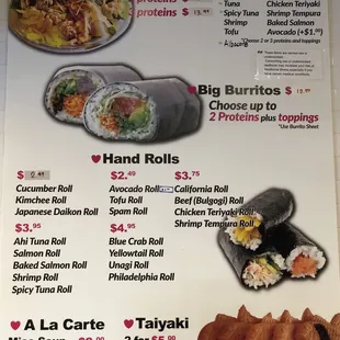 Full menu w/ prices