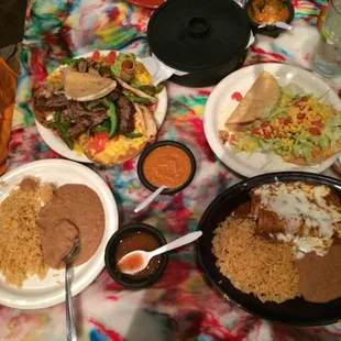 a table full of mexican food