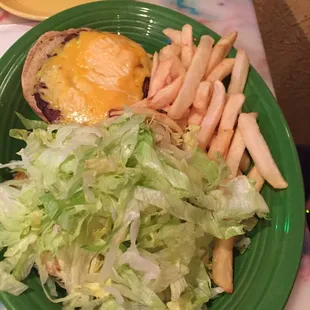 Cheese burger with loads of lettuce!  LOL!