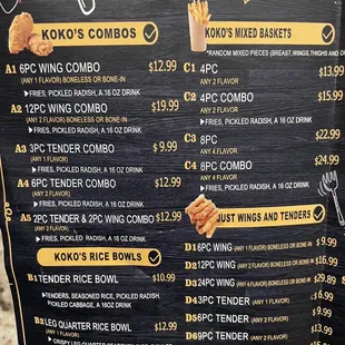 Menu options side A
