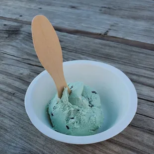 Green mint kids cup. Very good and I'm a mint chip conneseur!