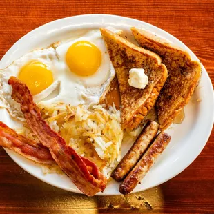 Breakfast is served all day! Enjoy a Koko&apos;s Combo with 2 eggs, 2 Bacon, 2 Sausage, Hash browns and French Toast or Pancakes.