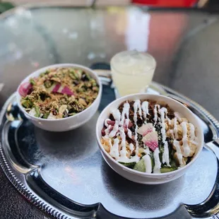 Ginger Koji Tofu Donburi, Gochujang Brewed Pork Donburi and Yuzu Limeade at Koku Cafe in Queen Anne.