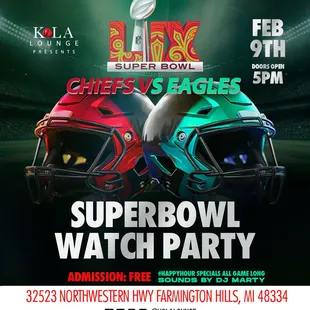 Kola Fam, February 9th, join us for our annual FREE SuperBowl watch party featuring #happyhour specials all game long &amp; sounds by DJ Marty.