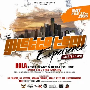 Kola Family, join us for the  "Ghetto Tech" experience hosted by The Elite Deejays &amp; @thee_dj_epitome.
