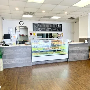 the interior of a bakery