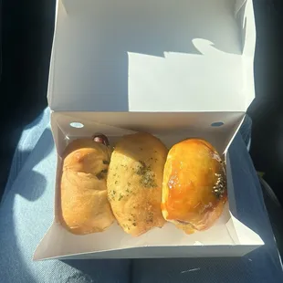 Jalapeno Kolache, Garlic Kolache, Hot Mustard Kolache
