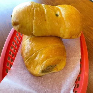 a basket of food on a table