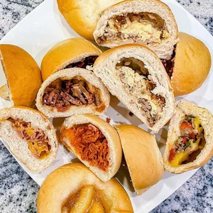 a plate of pulled pork sandwiches