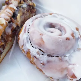 Cinnamon Roll and Tea Cake.