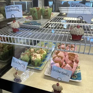 a variety of pastries on display