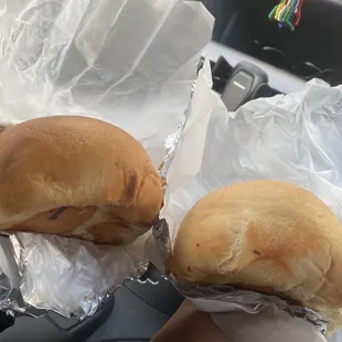 Bacon egg and sausage egg, big buns