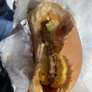 Double layers of the eggs- sausage egg