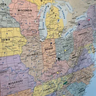 Push pin map where you can mark where you&apos;re from