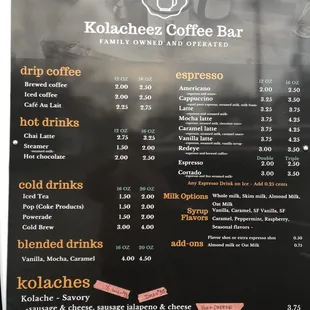 The menu