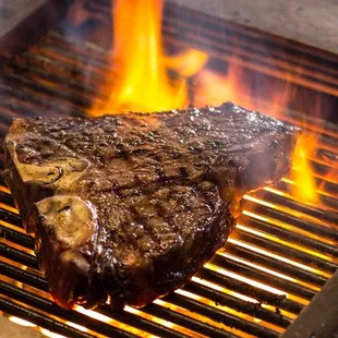 a steak on the grill