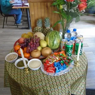 A cool display table near the front entry.