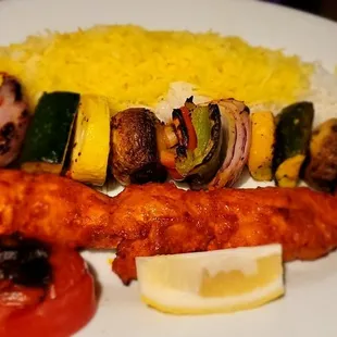 Chicken Shish Kabob With vegetable skewer