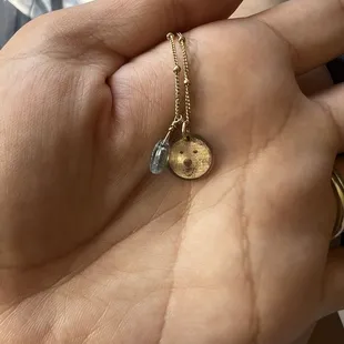 Engraved necklace= Dog #2 + my daughter's birth stone