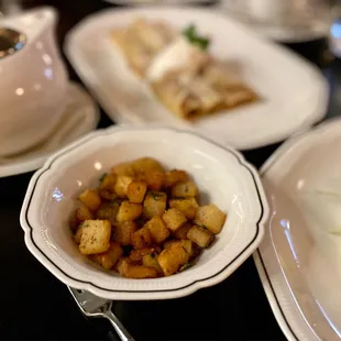 Impossibly crisp potatoes at brunch, magical.