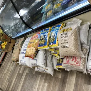 a fish tank filled with food